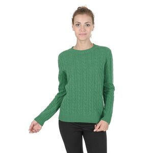 Crown of Edinburgh Cashmere Cable Knit Jumper Green Women Green Gloves